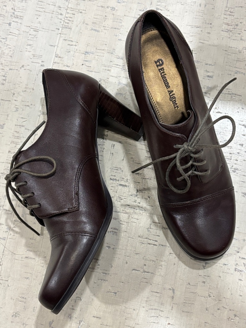 Etienne Aigner Brown Leather Oxfords
